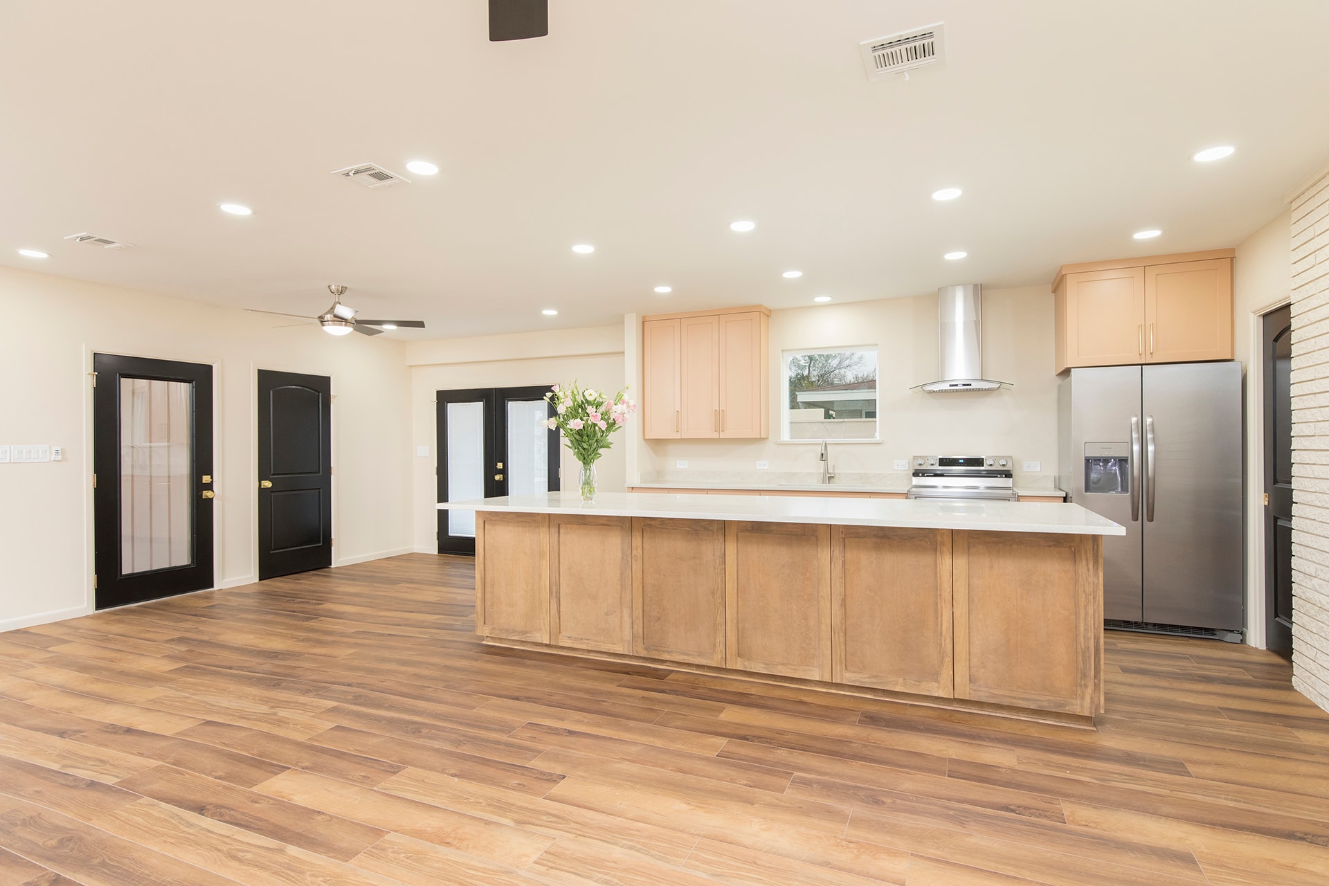 Modern kitchen with wood cabinetry island