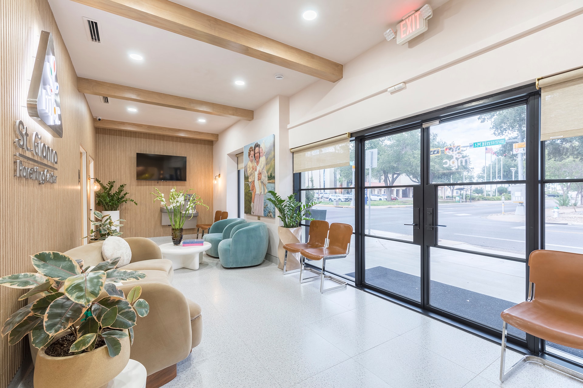 Modern medical office waiting room interior