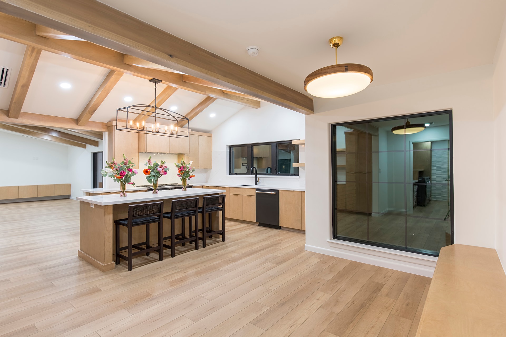 Modern kitchen with island and bar seating